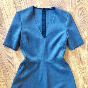 NWOT Zara Woman Grey Power Midi Dress Full Skirt